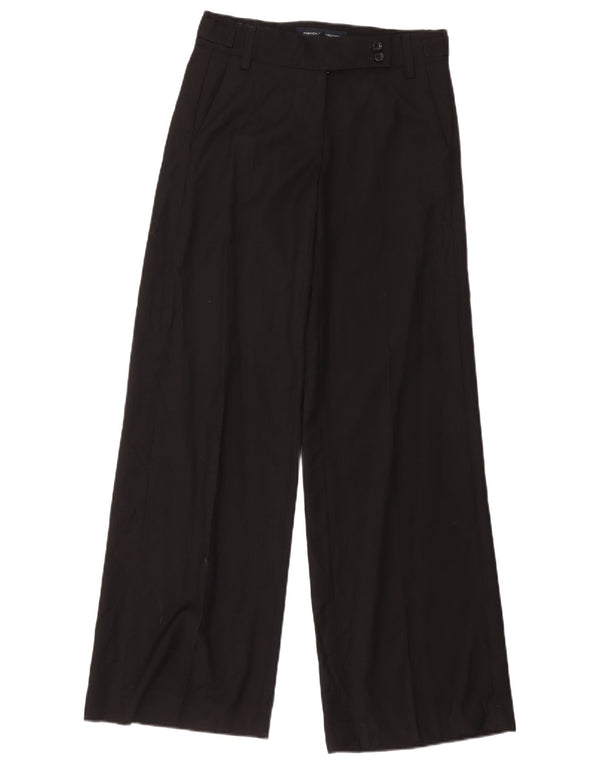 Calça feminina French Connection com perna larga UK 8 pequena W32 L34 preta