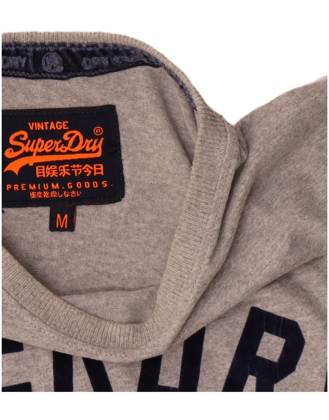Camiseta gráfica masculina Superdry Top cinza médio algodão