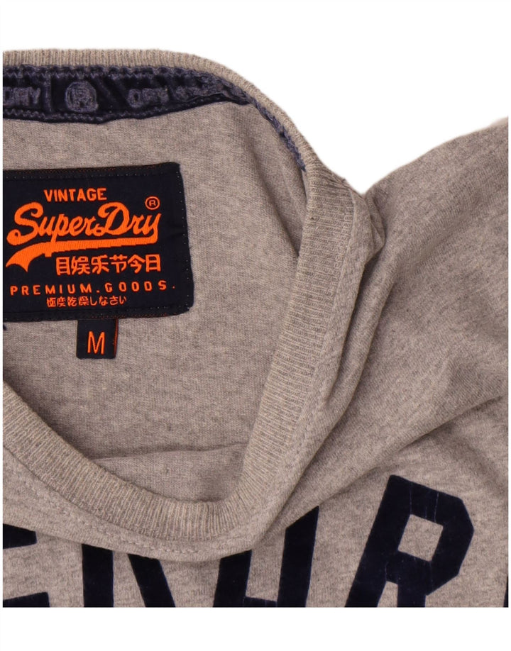 Camiseta gráfica masculina Superdry Top cinza médio algodão
