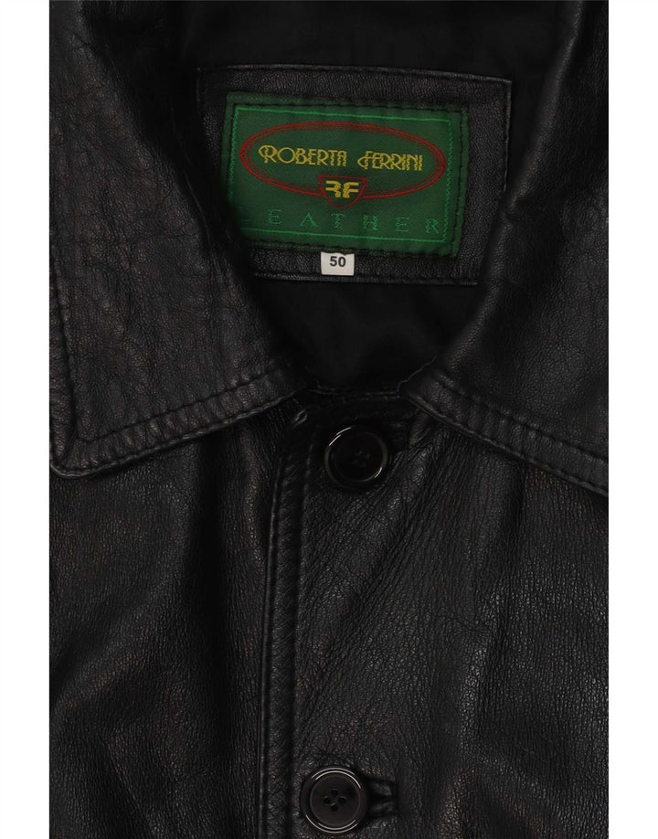 Jaqueta de couro masculina Roberta Ferrini IT 50 grande preta