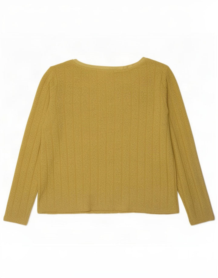 Top feminino Marks & Spencer manga comprida UK 14 grande poliéster amarelo