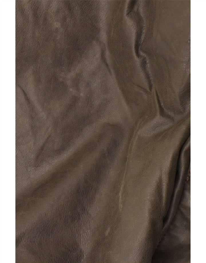 Casaco de couro masculino vintage IT 50 grande cáqui