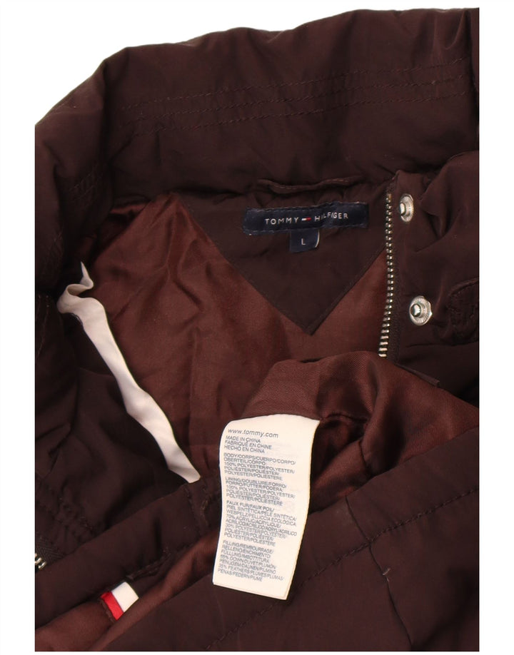 Colete acolchoado feminino Tommy Hilfiger UK 14 grande poliéster marrom