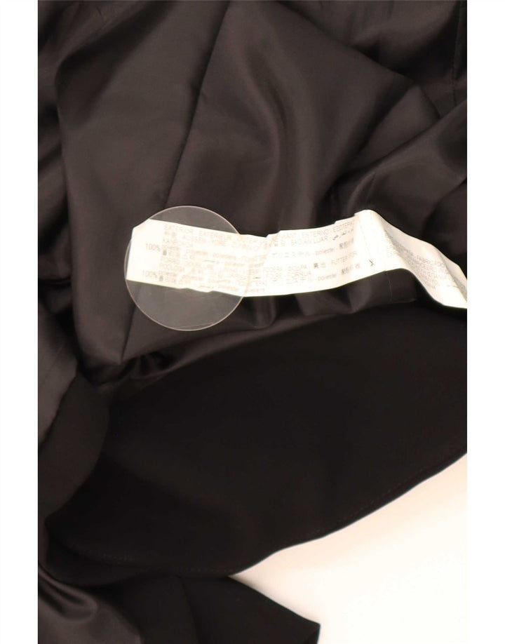 Jaqueta blazer feminina Zara manga 3/4 aberta Reino Unido 10 poliéster preto pequeno