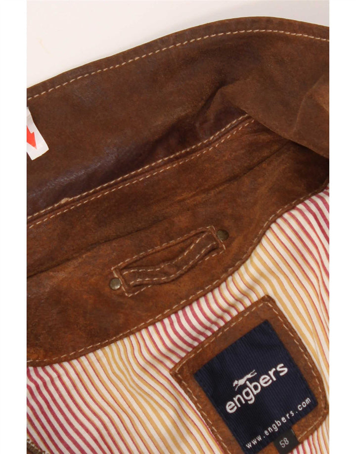 Jaqueta de couro militar masculina Engbers IT 58 4XL marrom