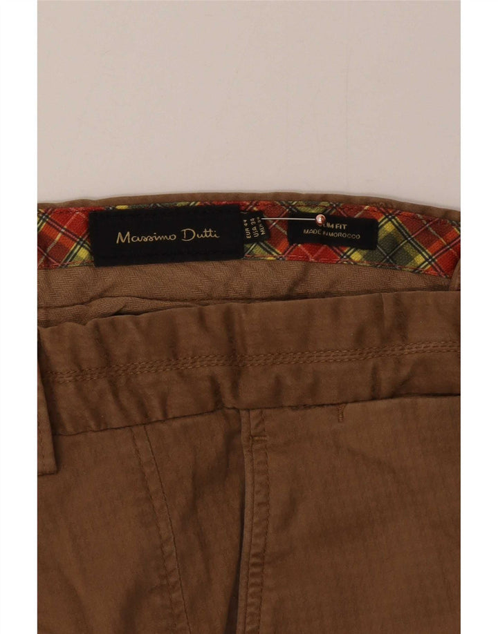 Calça cargo masculina Massimo Dutti EU 44 grande W34 L33 marrom xadrez