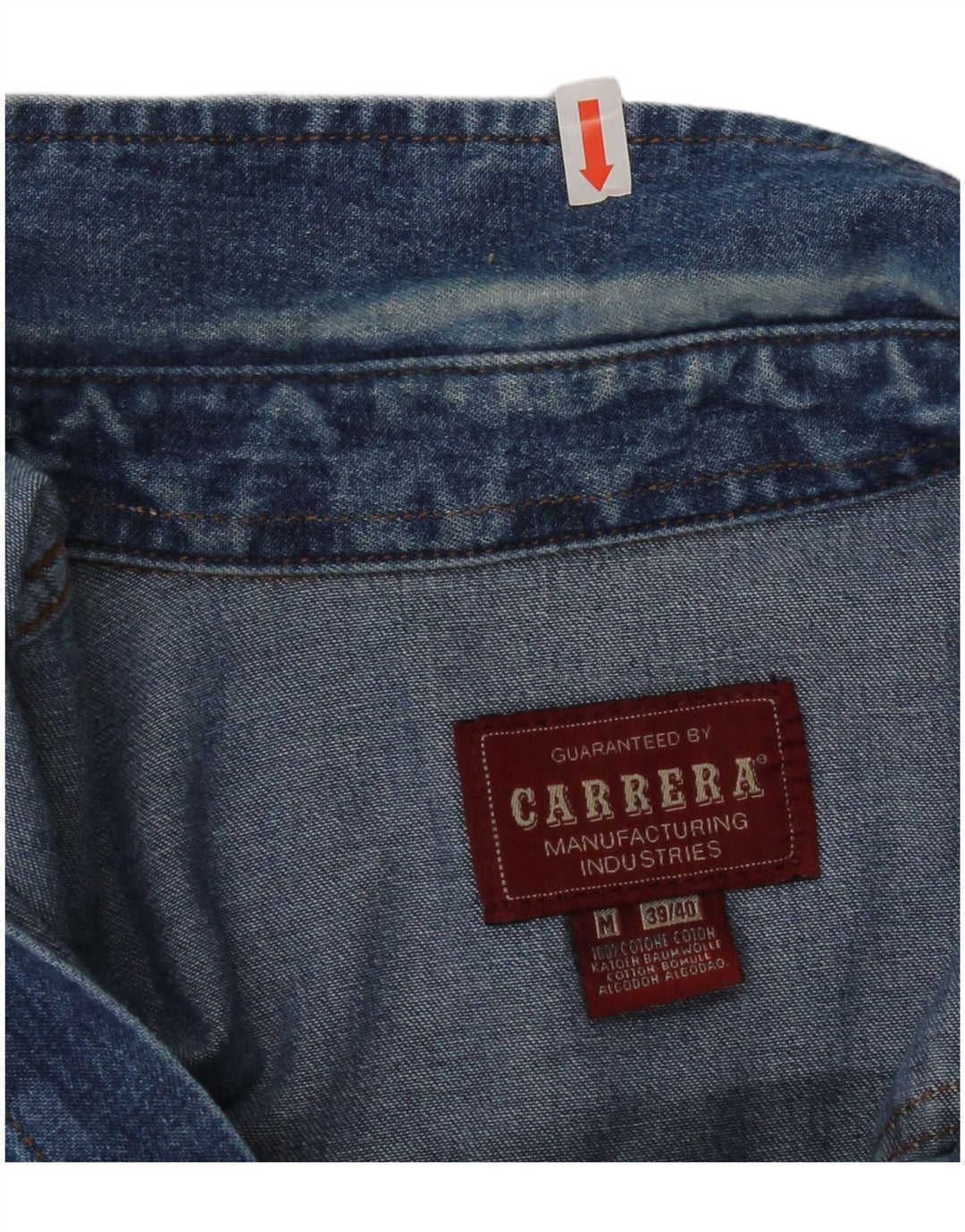 Camisa jeans masculina Carrera tamanho 39/40 algodão azul médio
