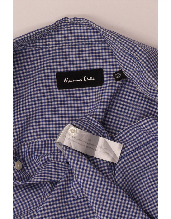 Camisa masculina Massimo Dutti 2XL algodão guingão azul