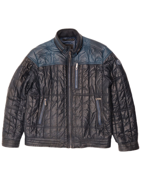 Jaqueta acolchoada masculina Calvin Klein Jeans UK 44 2XL azul marinho colorblock