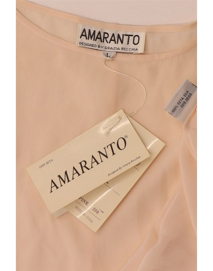 Blusa oversized feminina Amaranto UK 16 grande seda bege