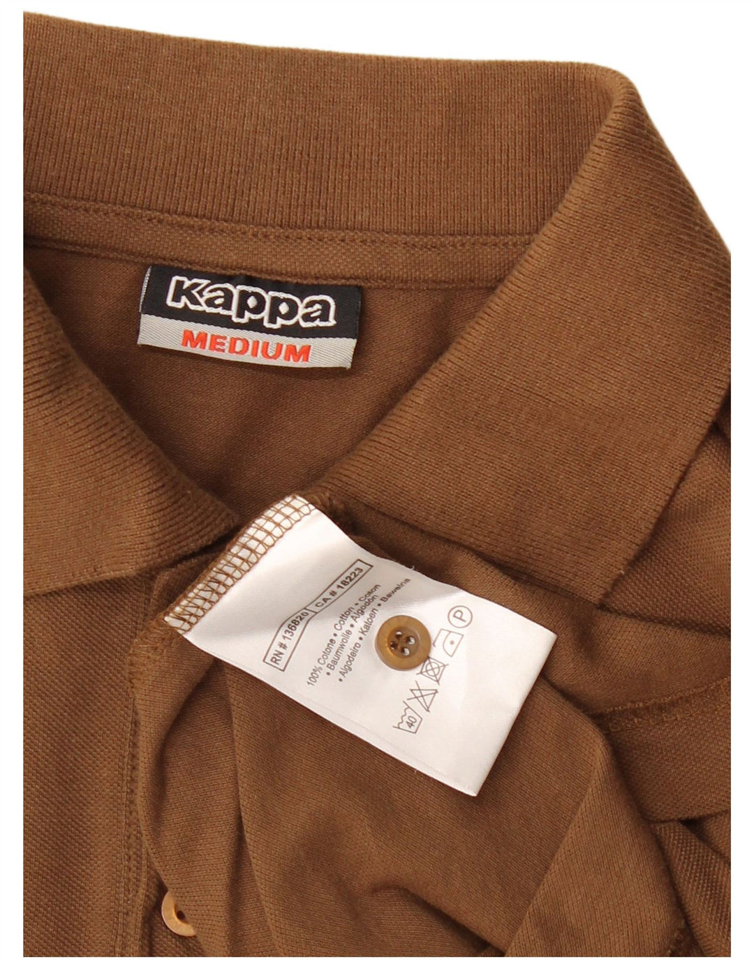 Camisa polo masculina Kappa de algodão marrom médio
