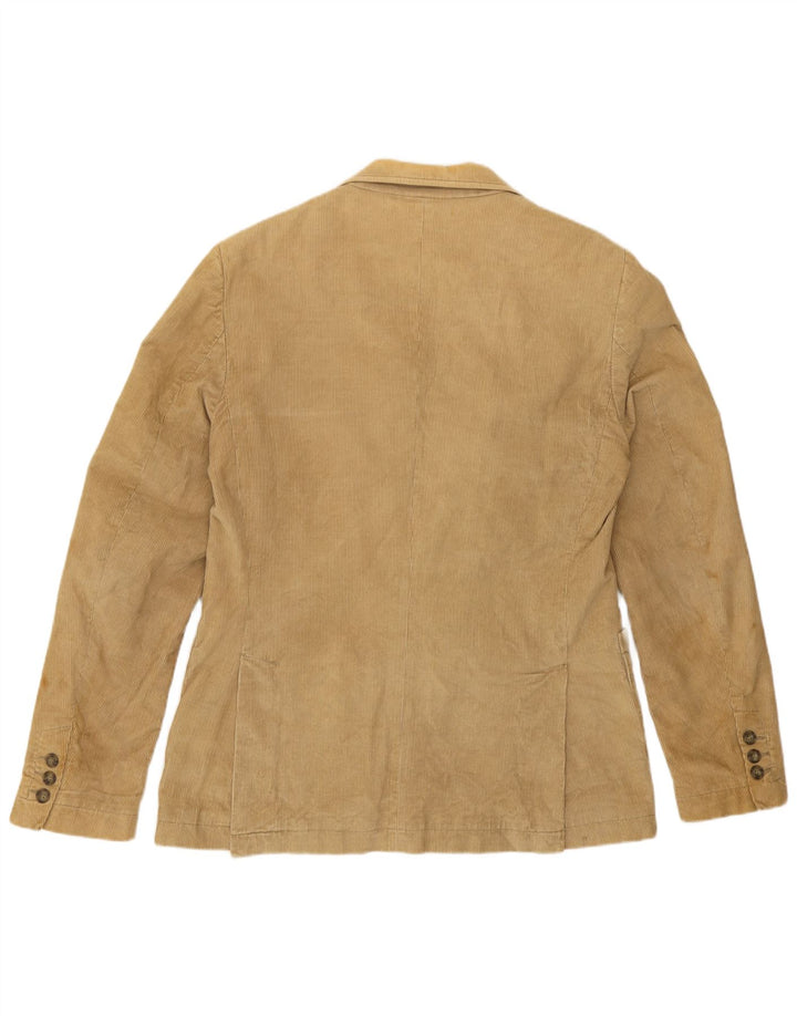 Jaqueta blazer masculina Zara veludo cotelê com 2 botões Reino Unido 40 grande bege