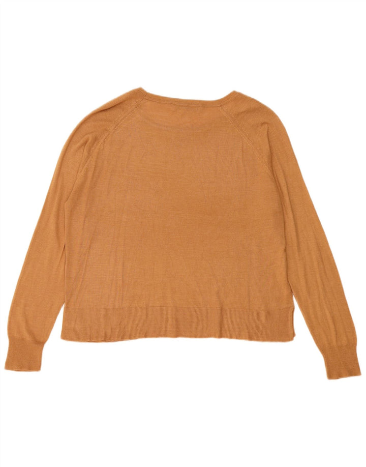 Suéter feminino Zara com gola canoa Reino Unido 14 médio bege