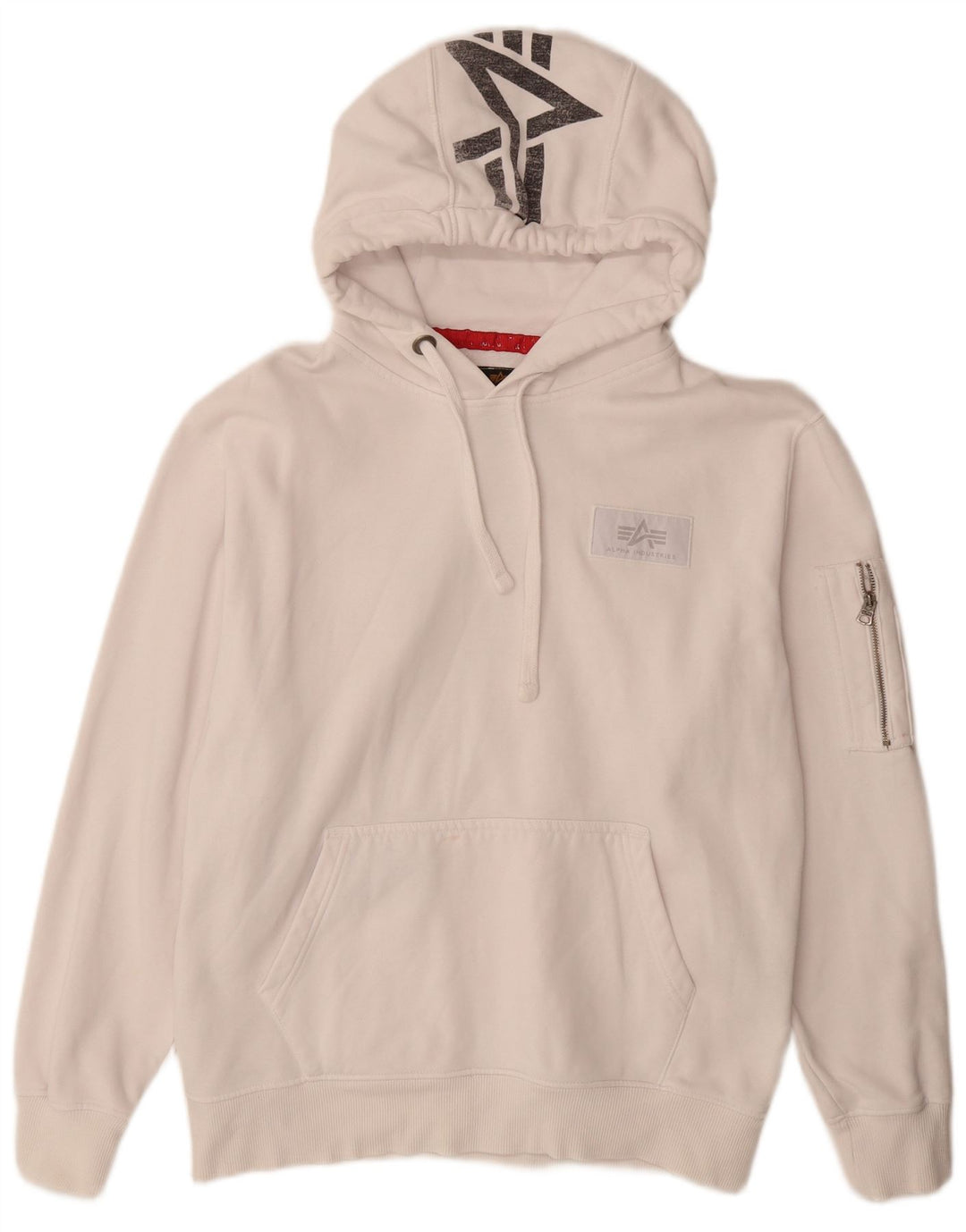 ALPHA INDUSTRIES Suéter com capuz gráfico masculino grande algodão branco