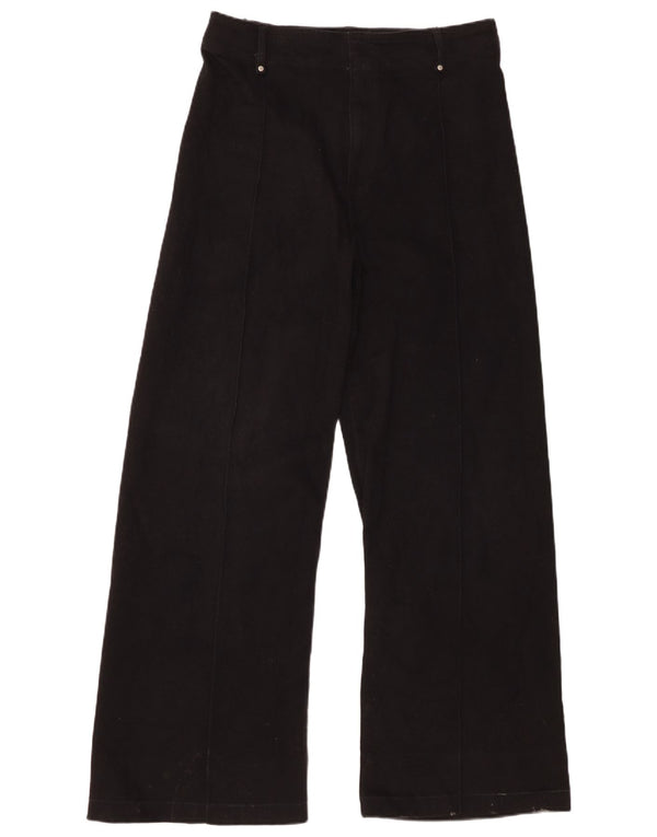 Zara Calça feminina casual de perna larga EU 44 XL W34 L30 algodão preto