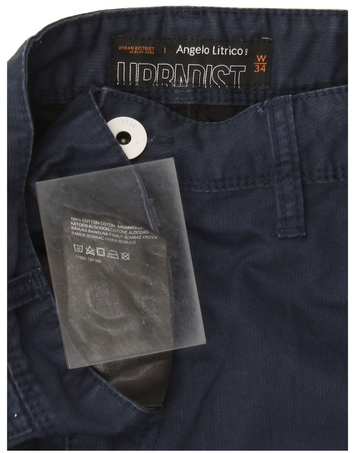 Angelo Litrico Mens Cargo Shorts W34 Grande Algodão Azul Marinho