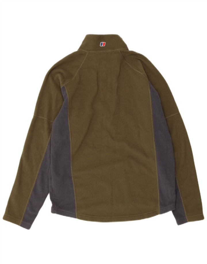 Suéter de lã masculino BERGHAUS com gola e zíper, pequeno, cáqui, colorido, poliéster