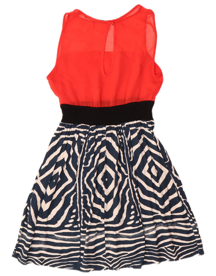 Vestido feminino básico sem mangas Zara UK 12 vermelho médio geométrico moderno