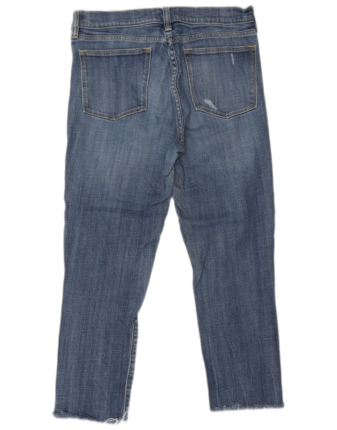 J. CREW Jeans recortados femininos desgastados W28 25 algodão azul