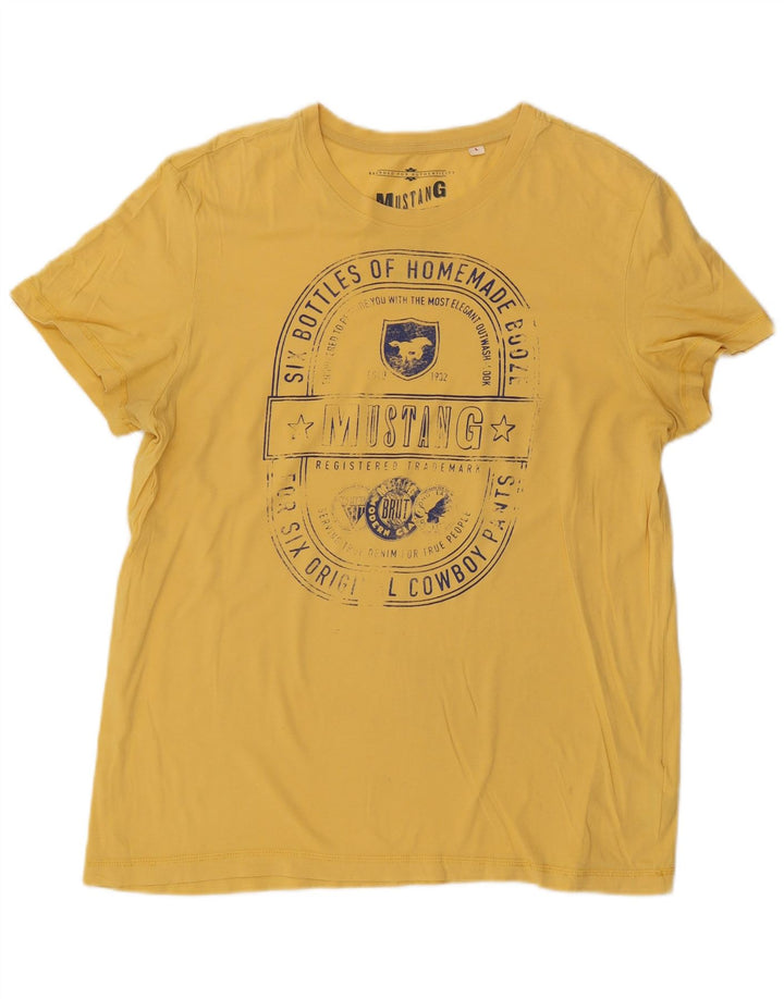 Camiseta gráfica masculina MUSTANG grande algodão amarelo