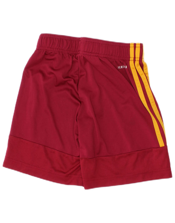 ADIDAS Boys Aeroready Sport Shorts 7-8 Years Burgundy Polyester