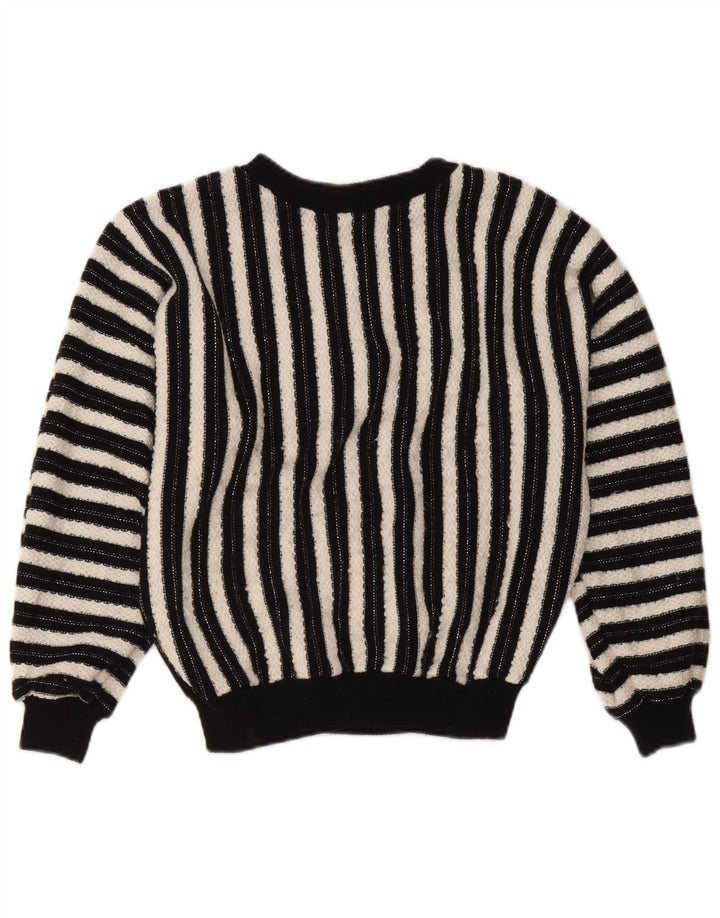 Suéter feminino C&A com gola redonda UK 14 acrílico listrado preto médio