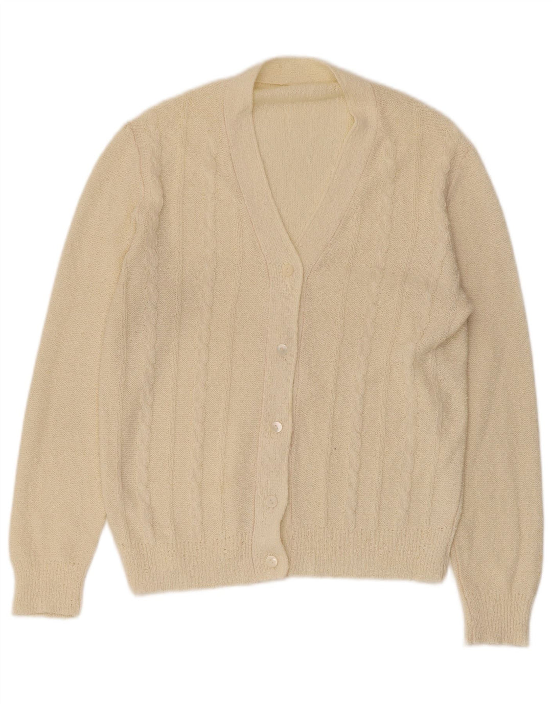 Suéter Cardigan Feminino Vintage UK 14 Médio Bege