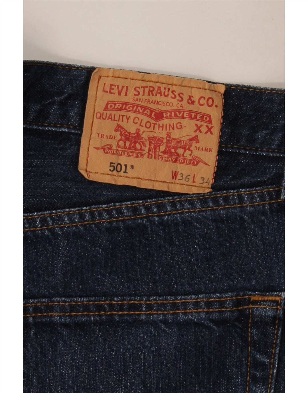 LEVI'S Masculino 501 Straight Jeans W36 L30 Azul Marinho Algodão