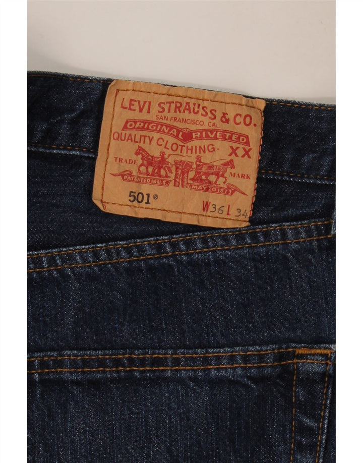 LEVI'S Masculino 501 Straight Jeans W36 L30 Azul Marinho Algodão