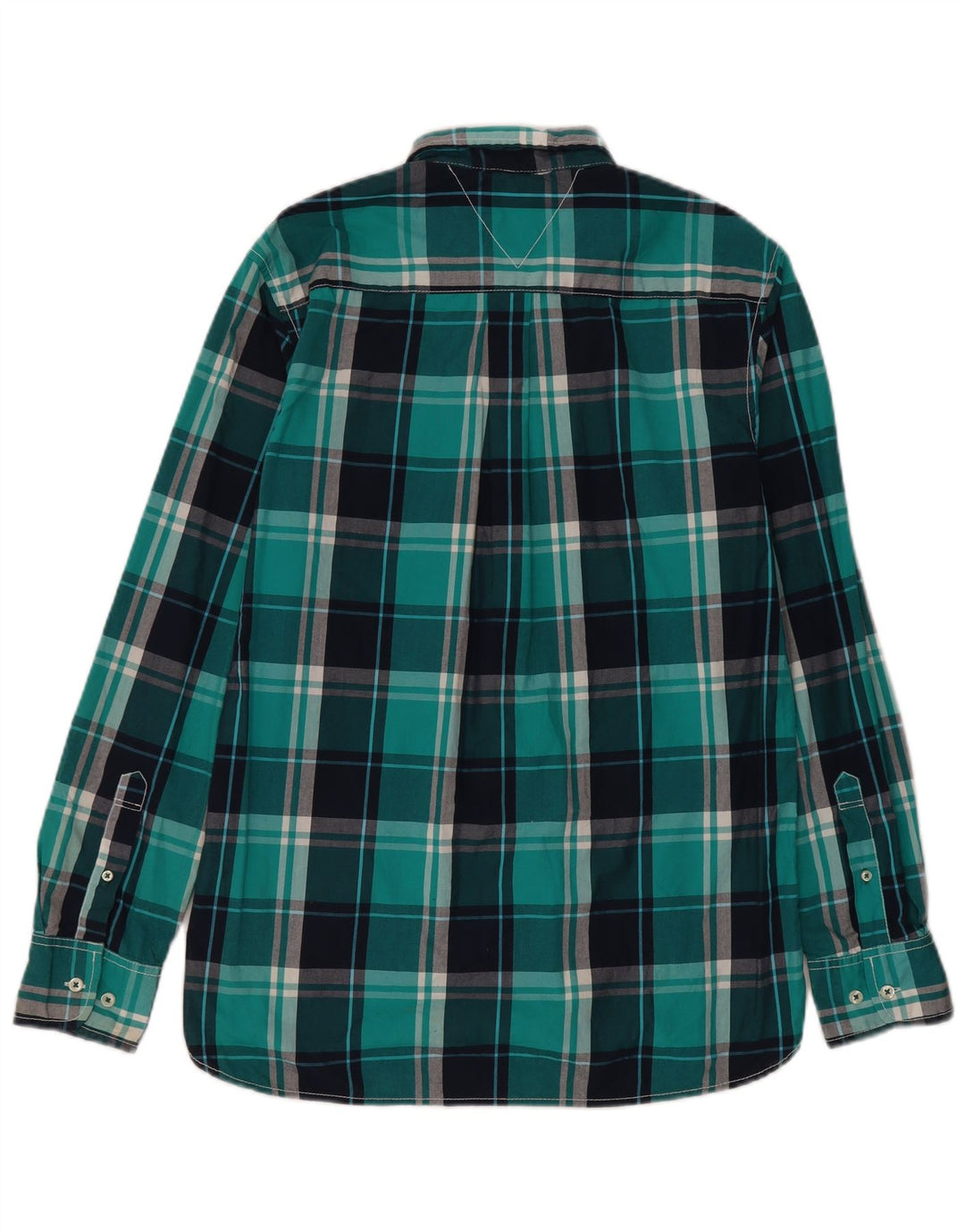 Camisa masculina Tommy Hilfiger Custom Fit de algodão xadrez azul médio