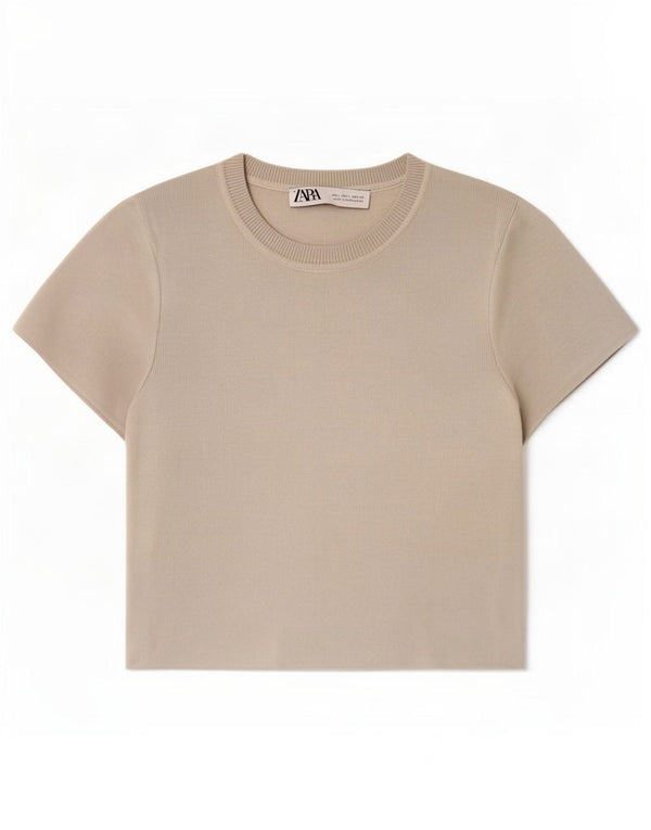 Zara Womens Crop Top UK 14 Grande Viscose Cinza
