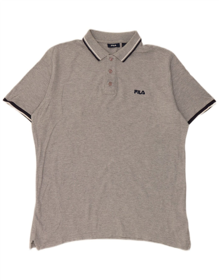 Camisa polo masculina Fila grande algodão cinza