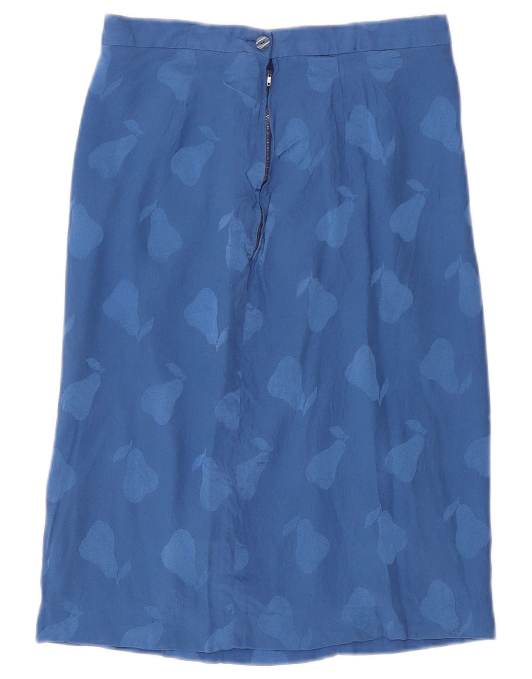 Saia reta feminina vintage com padrão abstrato W26 azul pequena