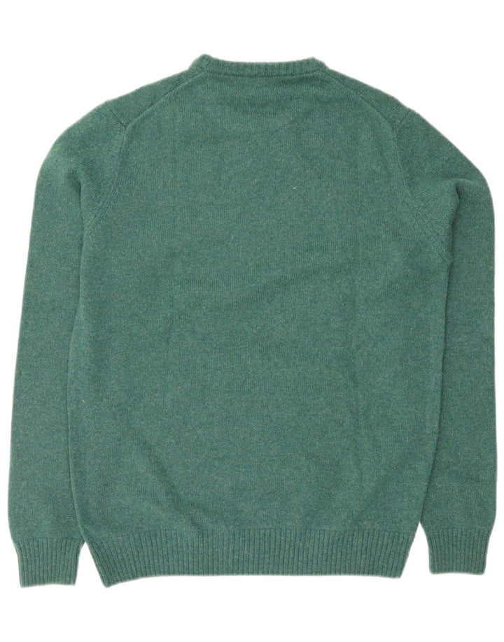 Suéter masculino Trussardi com gola redonda de lã verde médio