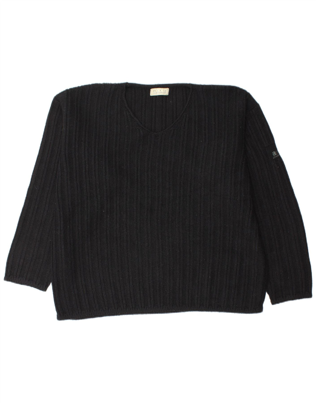 Suéter masculino Rifle com decote em V grande acrílico preto