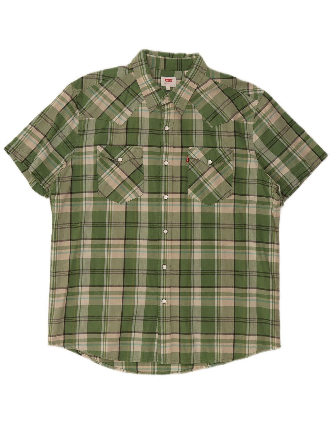 Camisa masculina de manga curta LEVI'S grande algodão xadrez verde