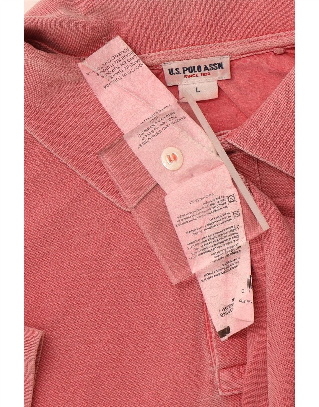 U.S. POLO ASSN. Mens Polo Shirt Large Pink Cotton Vintage U.S. Polo Assn. and Second-Hand U.S. Polo Assn. from Messina Hembry 
