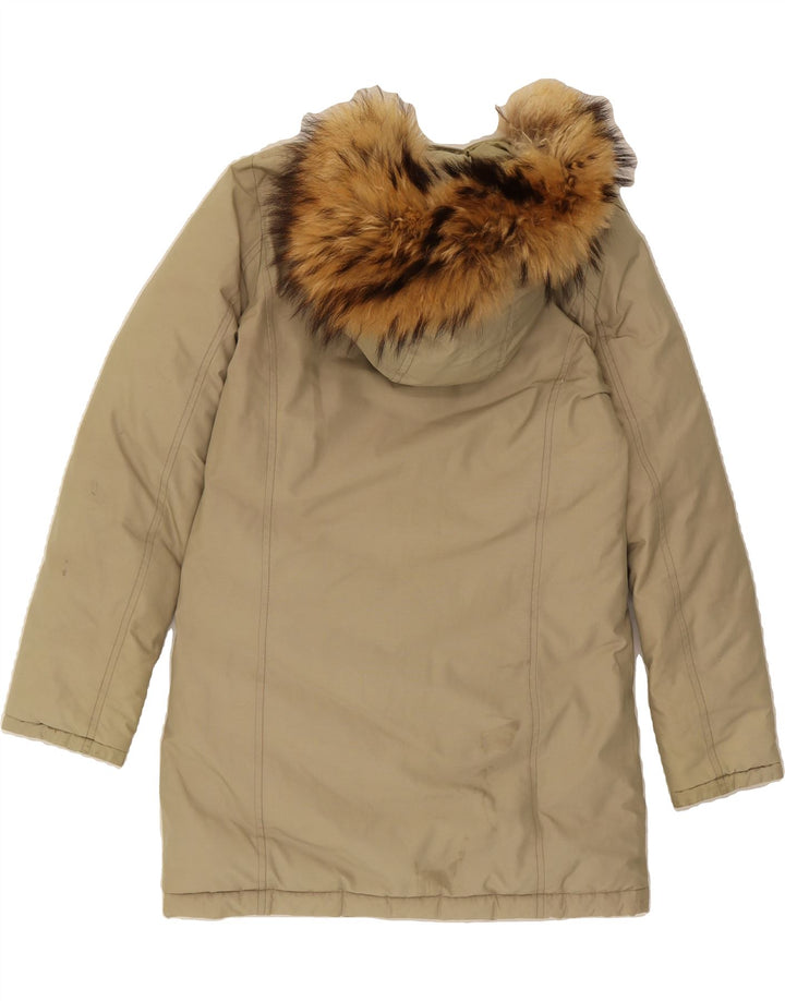 WOOLRICH Girls Hooded Windbreaker Coat 13-14 Years Beige Vintage Woolrich and Second-Hand Woolrich from Messina Hembry 