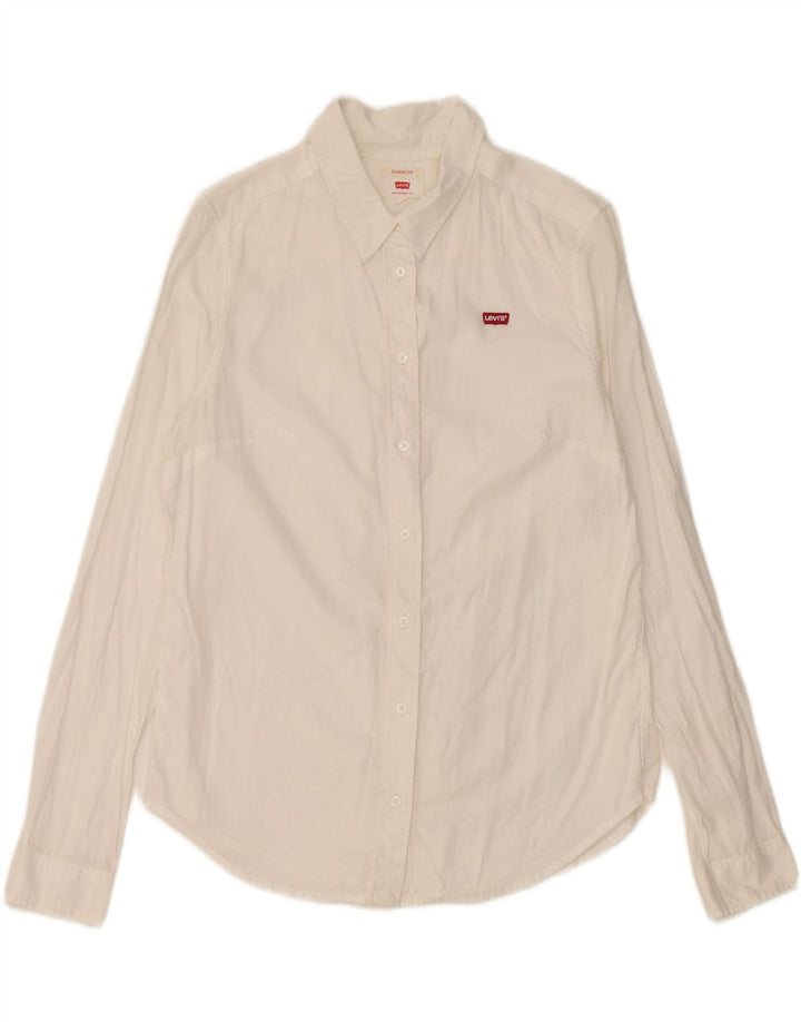 Camisa Levi's Feminina Classic Fit UK 10 Pequena Branca
