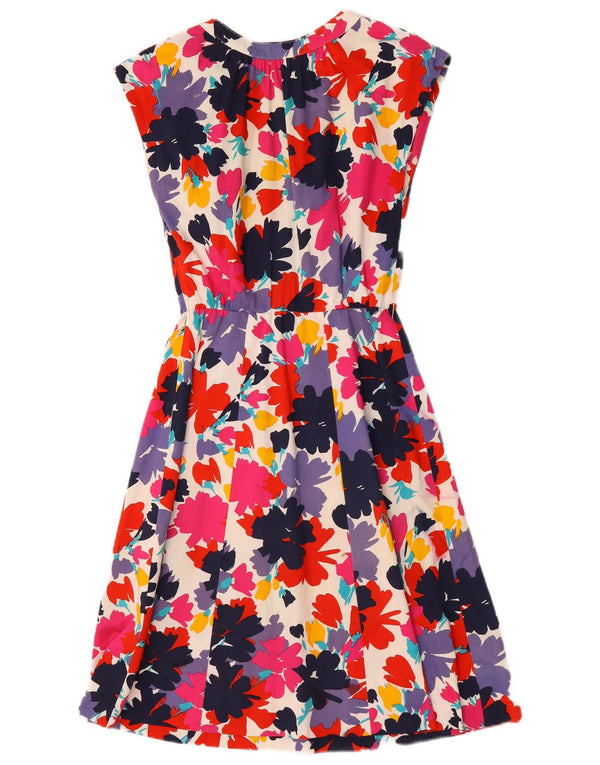 Vestido vintage feminino linha A UK 12 médio floral multicolorido