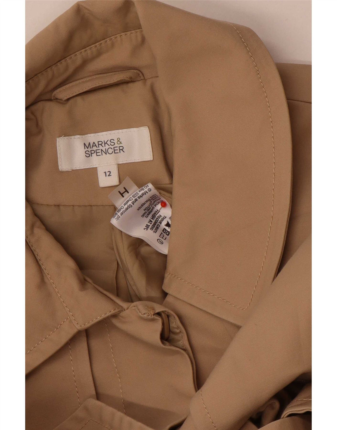 Casaco impermeável feminino Marks & Spencer Reino Unido 12 algodão bege médio