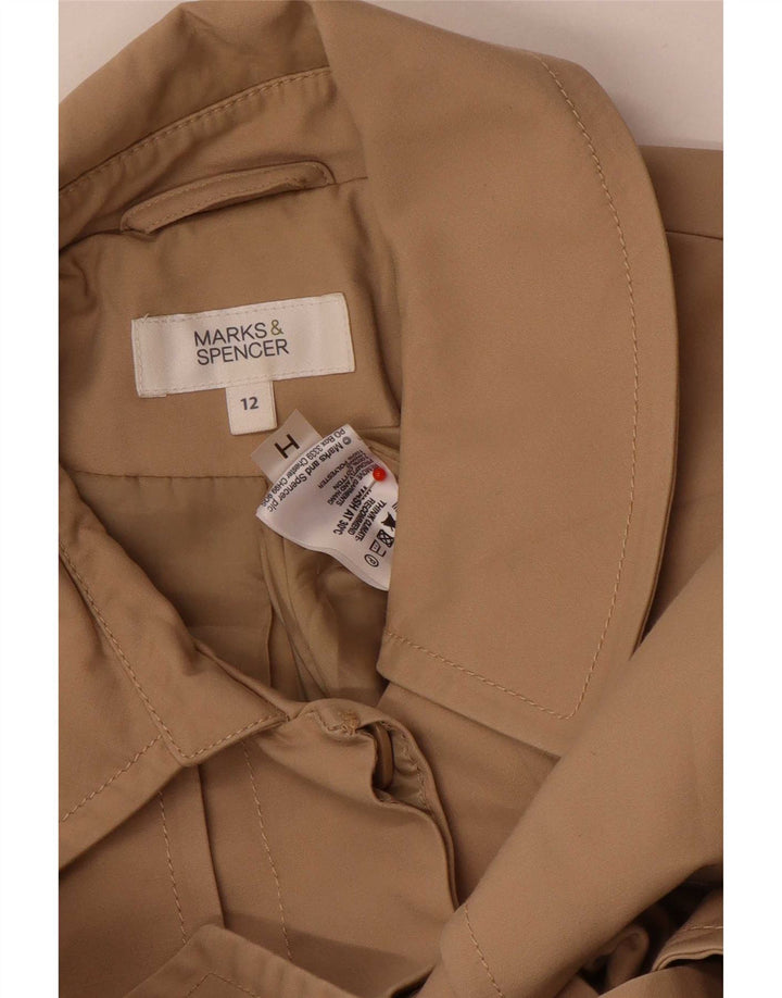 Casaco impermeável feminino Marks & Spencer Reino Unido 12 algodão bege médio