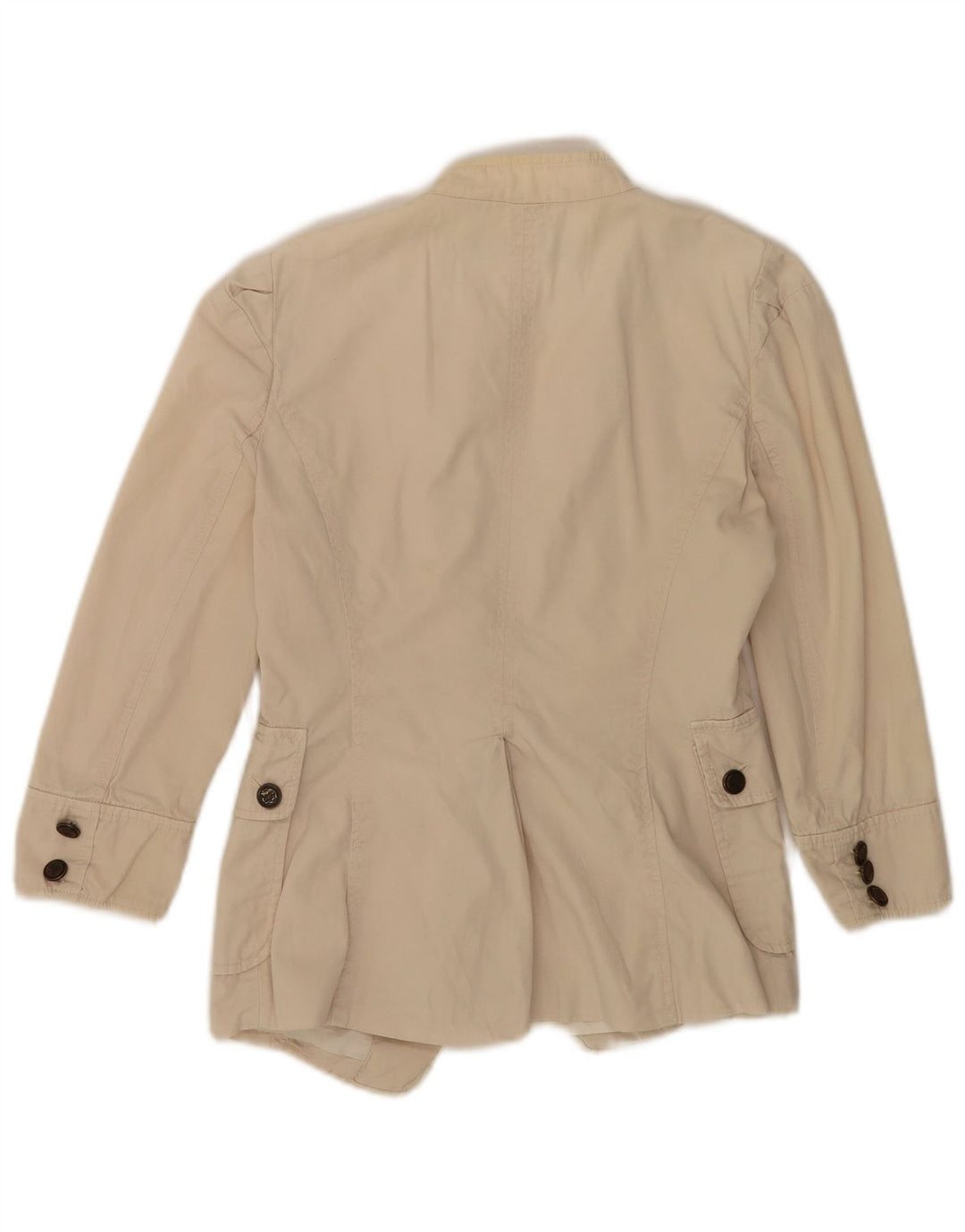 Jaqueta blazer feminina Zara manga 3/4 Reino Unido 10 algodão bege pequeno