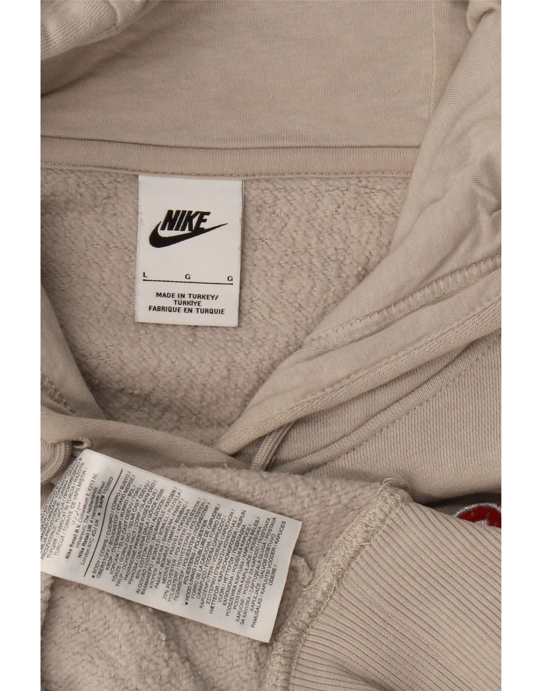 NIKE feminino oversized gráfico moletom com capuz UK 14 grande cinza algodão