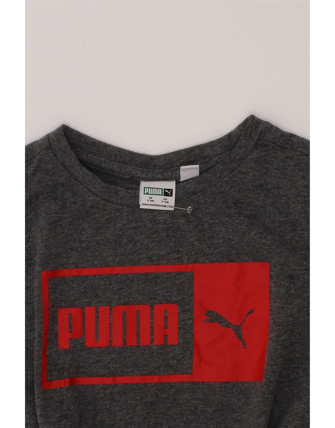 Camiseta Puma Boys Graphic Top 7-8 Anos Pequeno Cinza