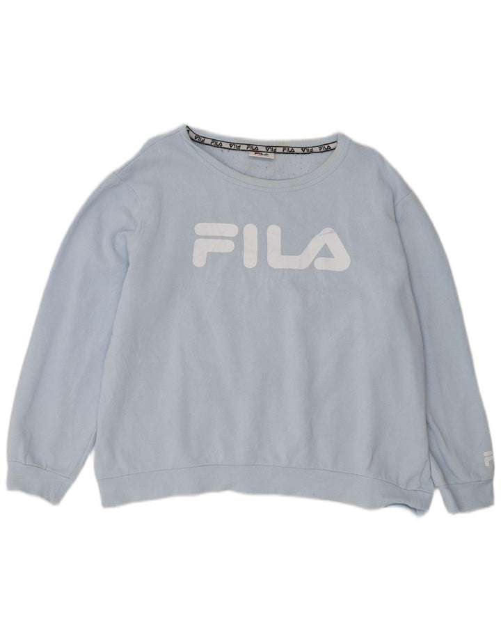 Fila moletom feminino oversized crop gráfico jumper UK 16 grande azul