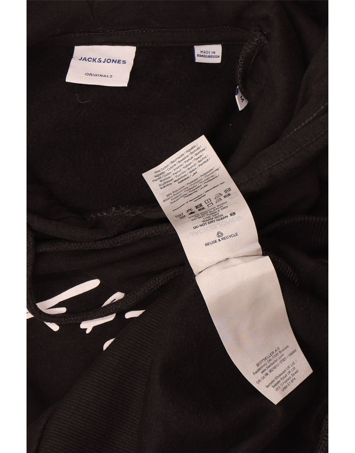 Jack & Jones moletom com capuz gráfico masculino médio algodão preto
