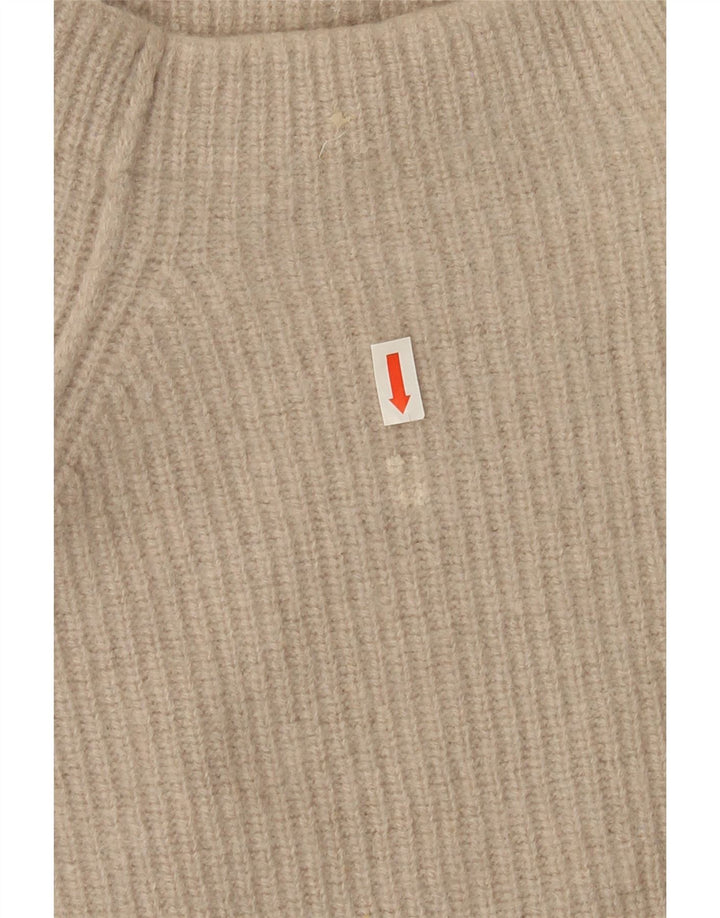 Suéter feminino Massimo Dutti com gola tartaruga Reino Unido 12 lã bege médio