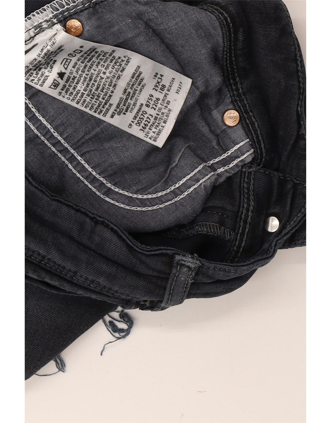 Shorts jeans feminino LEVI'S 570 W29 médio preto algodão
