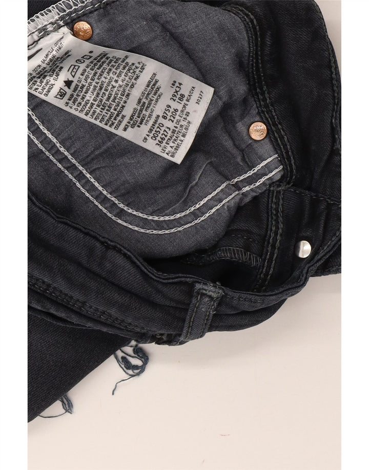 Shorts jeans feminino LEVI'S 570 W29 médio preto algodão